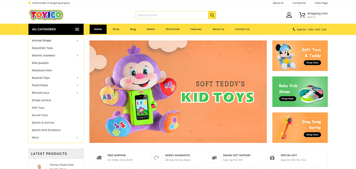 Projektowanie witryn internetowych: sklep e-commerce z interaktywnymi maskotkami, grzechotkami i obuwiem dziecięcym