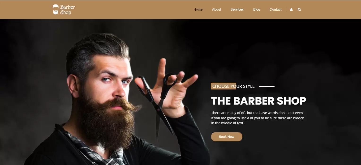 Projekt strony głównej dla barbershopu prezentujący nowoczesny układ UX i portfolio